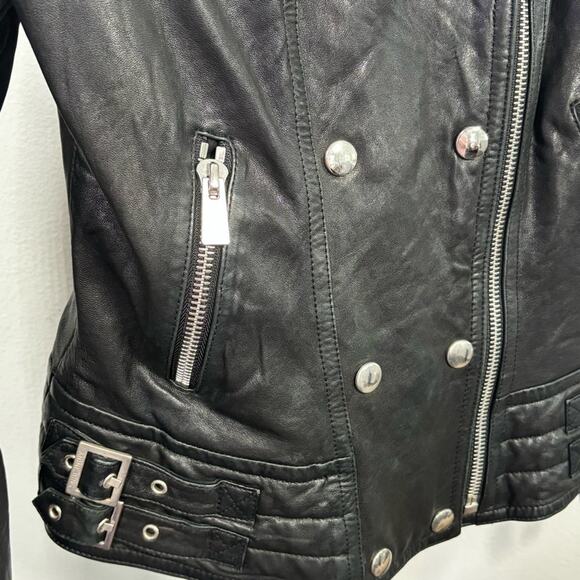 Anine Bing Grainy Leather Belted Biker Moto Jacket Small S - Picture 5 of 8